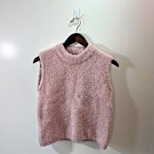 H&M Womens Wool High Neck Chunky Sweater Vest XS Minimalist Barbiecore Workwear